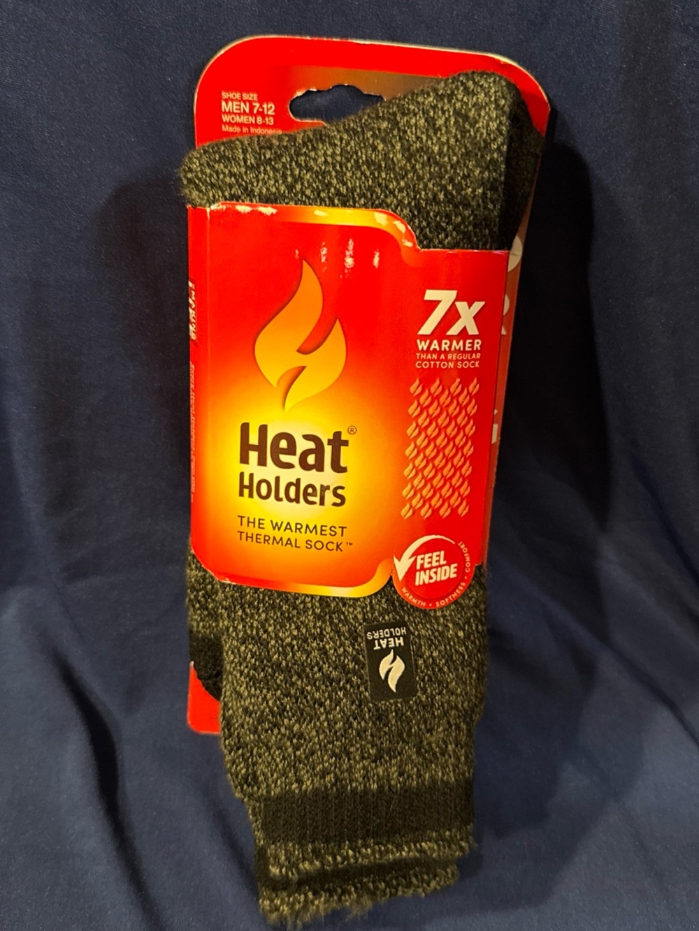 Heat Holders Thermal Socks Warmer  Black/Grey Size Mens 7-12/Women 8-13 NEW